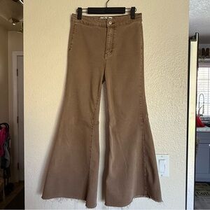 We The Free Tan/Brown High-Rise Wide Leg Jeans